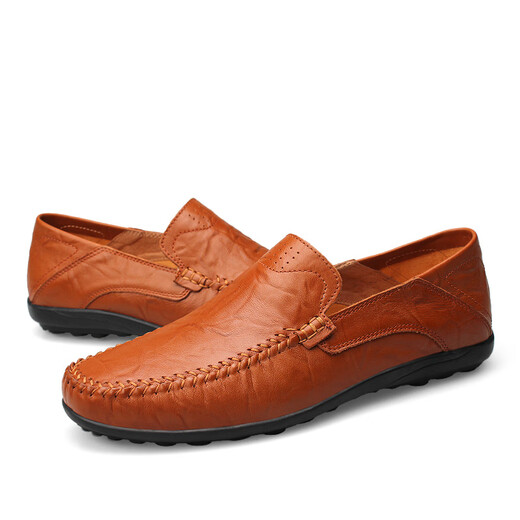 Dragonfly brand 100% genuine cowhide special price off-size casual leather shoes for men summer slip-on soft sole dad business leather shoes 8008 black genuine leather 40