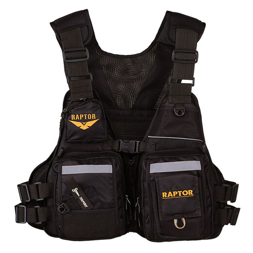 
He Jiangong multi-functional life jacket fishing vest fishing vest sea fishing suit big buoyancy lure equipment Raptor life jacket [cool black] One size [adjustable size]