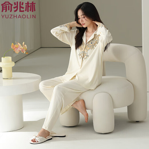 Yu Zhaolin Pajamas pour les femmes au printemps et à l'automne du style chinois à manches longues et chinois à manches longues pour femmes à l'extérieur avec un ensemble de vêtements domestiques élégants (qualité du marché, expédiée le même jour) 838 m recommandés 85-110jin [Jin équivaut à 0,5 kg]