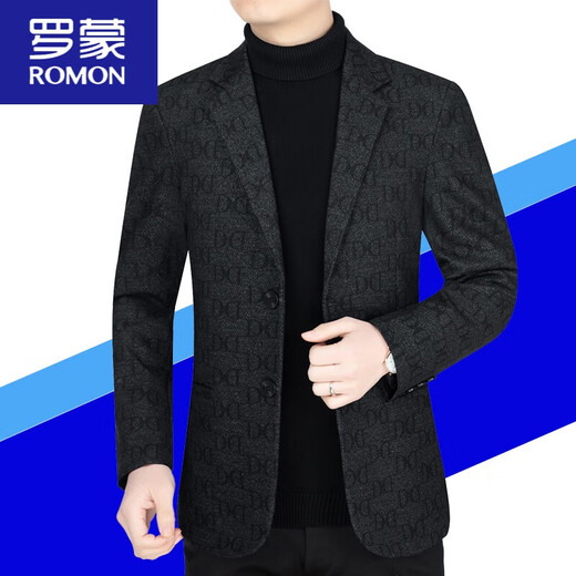 Luo Meng light luxury high-end men's woolen suit men's jacket 2025 autumn and winter new middle-aged casual slim suit new product 913 black 180/XL 135-150Jin Jin equals 0.5 kg