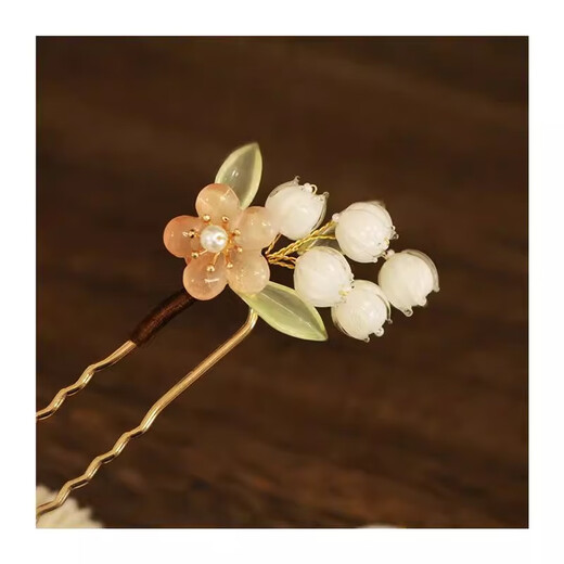 Dai Yan's new Chinese style wooden hairpin with tassels, ancient style hairpin, rose hairpin, ancient style hairpin, flower headdress, Hanfu hair accessories, lily of the valley style hairpin
