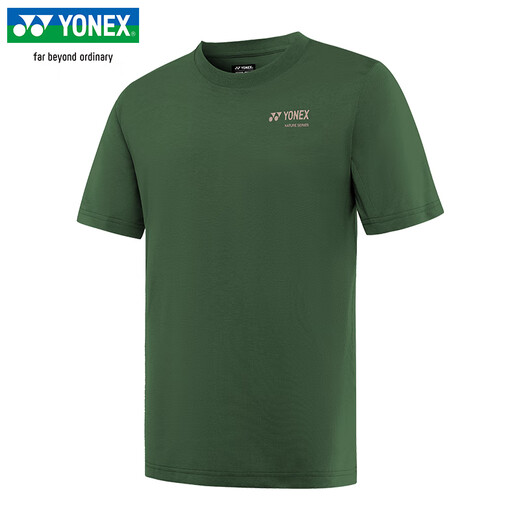 YONEX2025新款尤尼克斯羽毛球服速干短袖男女T恤环保系列运动上衣16833 男款 16833CR 橄榄绿 2XL