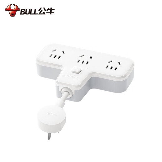 公牛（BULL）一转多转换器插座带开关控制 家用电源拓展器多功能插头多用扩展无线不带线插排插排 【一转三】总控6位 柔性短线一拖三9733K 官方正品防火阻燃款