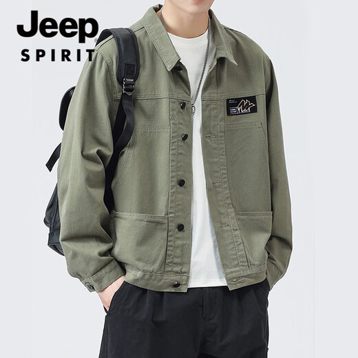 JEEP SPIRIT吉普外套男款春秋2025新款衬衫翻领秋装男士工装夹克初秋褂子上衣 JEEP【升级版】K12806黑色 L 【建议110-128斤】