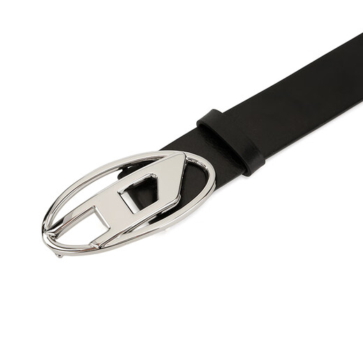 DIESEL Unisex Silver Logo Leather Belt 70 Black Valentine's Day Gift for Boyfriend or Girlfriend