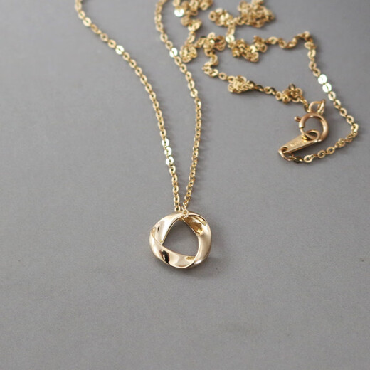 DYN simple Korean pure 14K gold pendant for women hollow plain gold geometric shape K gold clavicle chain neck pendant gift individual pendant