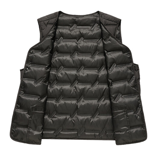 鸭鸭【90鸭绒】男式冬季宽松简约V领羽绒马甲休闲保暖纯色马甲男