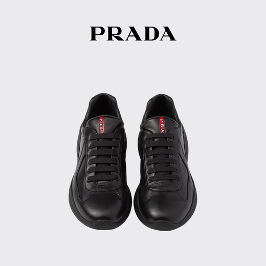 PRADA/Prada Gift Men's Prada Americas Cup Nappa Sheep Leather Sneakers Black 39 (5)