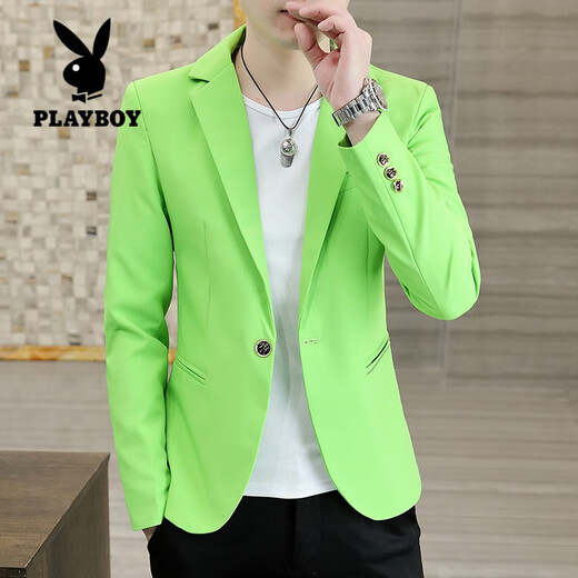 Playboy (PLAYBOY) solid color suit men's casual suit Korean style slim trend handsome small suit jacket youth single suit spring and autumn men's wear gray L (105-120Jin Jin equals 0.5 kg)