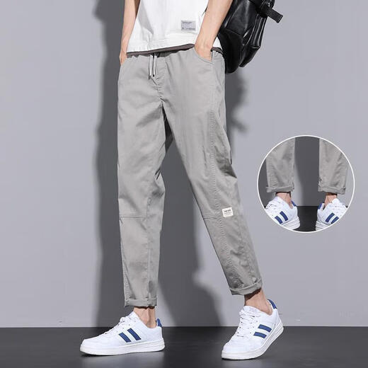 丨 Lilang 丨 [El código de marca rompe y recoge gangas] 2025 Pantalones casuales delgados de verano para hombres Fashion Fashion de la pierna recta de nueve puntos DLSJ PURO/653 Código de 2 XS de alta calidad negro [Entrega prioritaria de seguimiento]