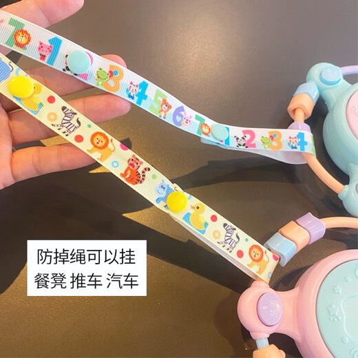 Baby Music Hand Ronte les chansons pour enfants, les histoires d'éclairage, les téléphones portables, les tambours à main, le réconfortant, les jouets pour bébés peuvent être suspendus lors de la sortie. Les chansons des enfants bleus, envoyez une sonnerie pour empêcher la perte de chaîne