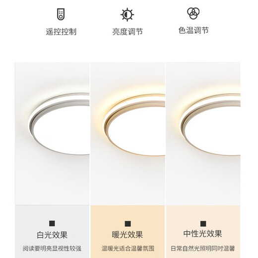
CLCEY bedroom lamp modern round LED ceiling lamp 2024 new Wasabi style home room lamp Zhongshan lamp 92 9215 white round-40cm unmistakable dimming