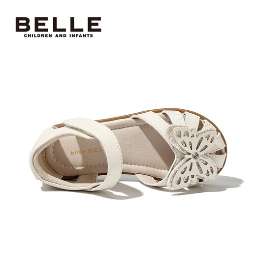Belle Children's Shoes Summer Children's Sandals Girls Baotou Soft Soled Toddler Shoes Fashion Princess Shoes Baby Beige 29
