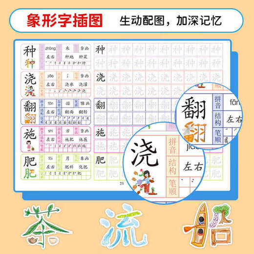 Preschool 1300-Character Chinese Character Tracing Livre pour les enfants de pratique de la calligraphie pour enfants pour les livres d'alphabétisation et d'alphabétisation des enfants [Préscolaire 1300-Character] 6 volumes