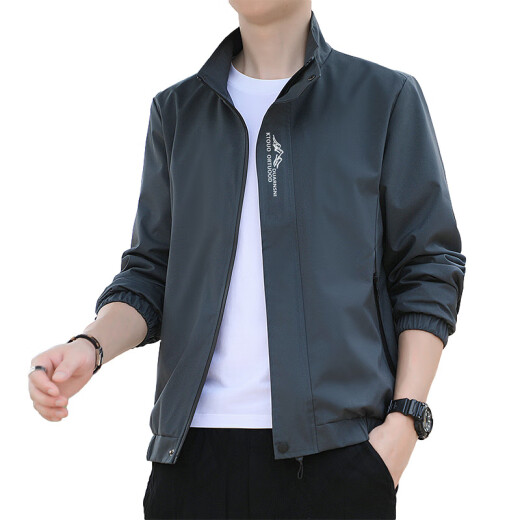 Zoshuttle Jacket Herrenjacke Top Herren Spring und Herbst Dünn Neues Solid Color Baseball Unit Stand Collar Trendy Casual Coats in 686 [schwarz] xl [Vorgeschlagen 110-125 Jin [Jin entspricht etwa 0,5 kg]]