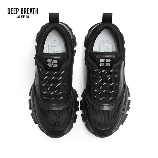 DEEP BREATH Deep Breath Women's Shoes Thick Sole Fashion Strap Curved Daddy Shoes Casual Shoes AX12242 Black 37