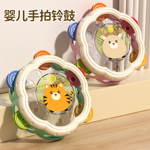 Beizhilu children's toys hand-painted drum baby percussion instrument baby tambourine early education 6 months old hand-rattle 1 super value combination cute deer tambourine + lala music bed hanging