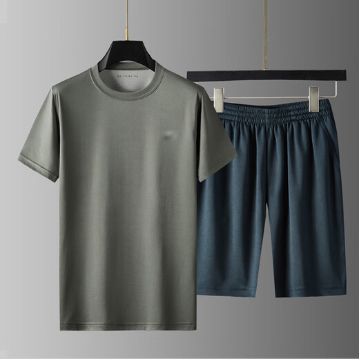 Tiao Tiao Si Dun's new summer short-sleeved physical fitness suit for men and women, quick-drying breathable outdoor training suit, group military training top, T-shirt suit, top + shorts 175/92-96