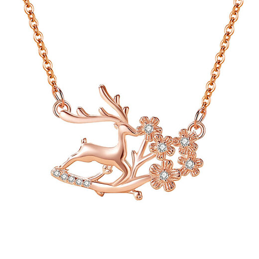 Wanlifu Original Yilu You Collier Women's Women's Sterling Silver S925 Collier Cerf et prune Internet Forest Forest Coréen Christmas Gift D687 Platinum (Chaîne transversale) 925 Silver