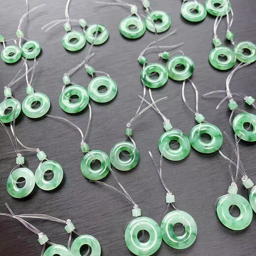 Moqianxue myanmar Jade Yang Green Серьги пончики ic