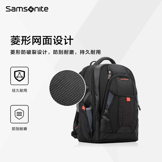 Samsonite Backpack Business Computer Bag Multifunctional Men's Backpack Large Capacity Sports Breathable School Bag 36B Black
