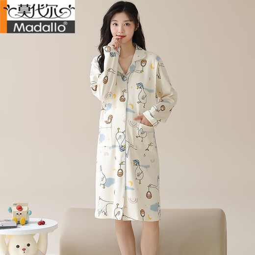 MODAL PRANDERSIONEN Women Pyjamas für den Geburtsrock mit Brustpolster Nachthemd im Frühling und Herbst reine Baumwolle vor und nach dem Geburtsgeburt stillt langärmelige Kleider 11991 m