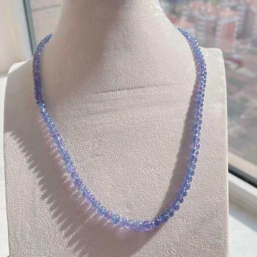 DRJEFUN tanzanite plain abacus bead necklace colorful gift for elders clavicle chain large particles