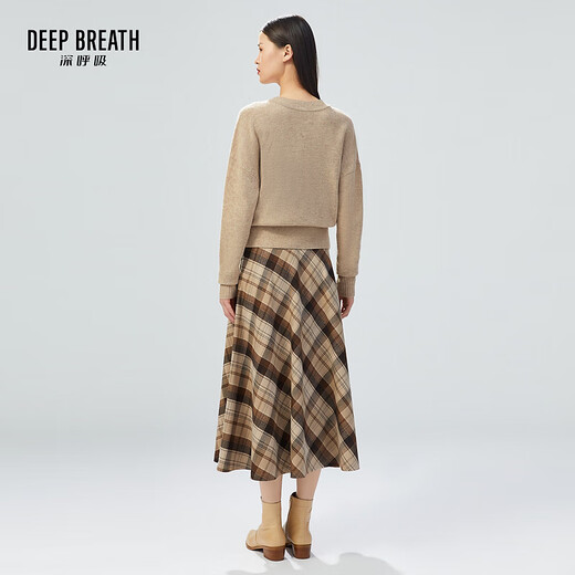 Take a deep breath DEEP BREATH Women's V-neck button loose pure wool knitted cardigan for women A400676 Oats S (size 2)