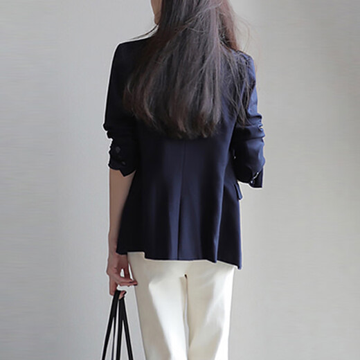 Clotho Rennie brand women's woolen suit jacket women's 2026 spring and autumn new Korean version slim casual one-button suit navy blue M