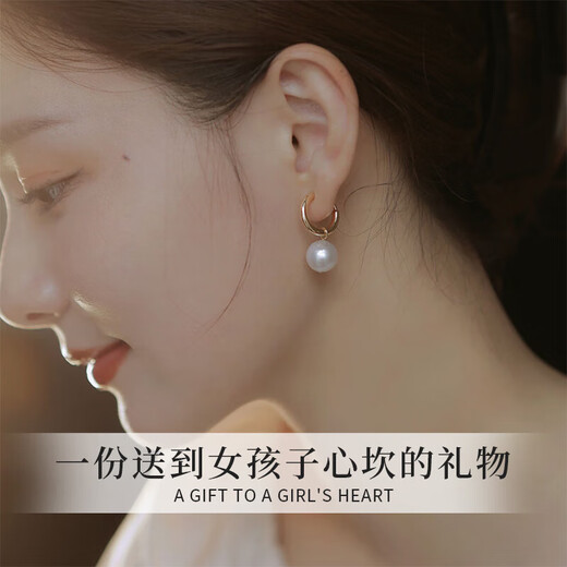 Zhou Baifu Pure Silver Shijia Pearl Earrings for Women 2025 New Women's Earrings and Earrings Practical Birthday Gift for Girlfriend