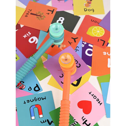 Miaopule Kindergarten primaire primaire anglais enseigne d'enseignement maison toys de coin littératie alphabétisation tasse d'aspiration marteau jeu mouche swatter à double tête de mot de reconnaissance de mot de jeu hammer 2 Blue violet chacun