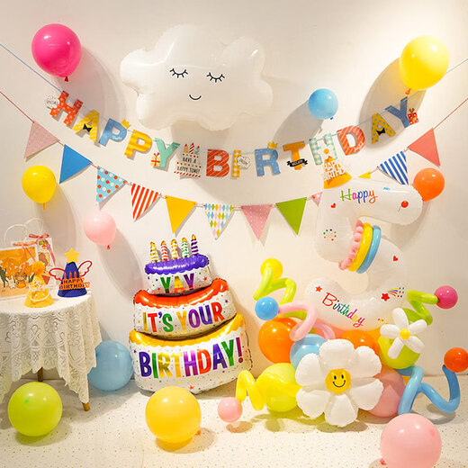 儿童生日气球套装生日布置装饰气球宝宝周岁派对场景道具男孩女孩 爆生日XT9905A-3-4