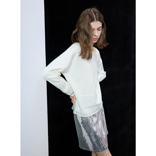 Sancai 2025 Spring New Lazy Style Loose Hollow Round Neck Drop Shoulder Sleeve Sweater Knitwear Pullover for Women