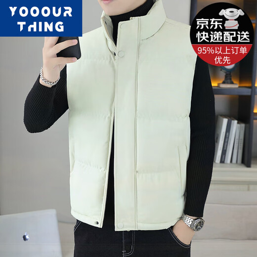 YOOOURTHING棉马甲男女秋冬季加厚保暖背心男修身立领潮流无袖坎肩外套 黑色 XL (建议110-135斤)