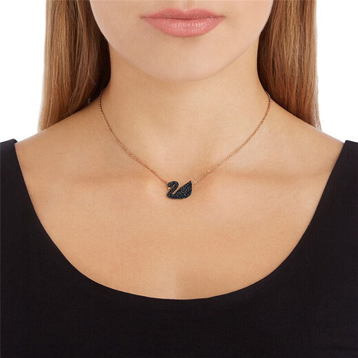 Swarovski (SWAROVSKI) Swan pendant large black swan rose gold plated necklace gift 5204134