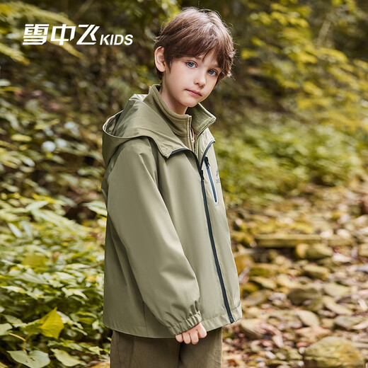 Snow Flying Children's Clothing Children's Jackets for Men and Girls Three-in-One Outdoor Removable Jackets Green 160