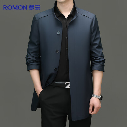 Romon trench coat for men's mid-length business casual high-end coat spring and autumn slim middle-aged dad work jacket jacket