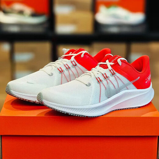 Nike (Nike) Zapatos para hombres Shoes 2025 Summer Nuevos zapatos deportivos Run Swift 3-Side Shock Absorbing Casual Shoes Da1105-100 White and Red 42.5