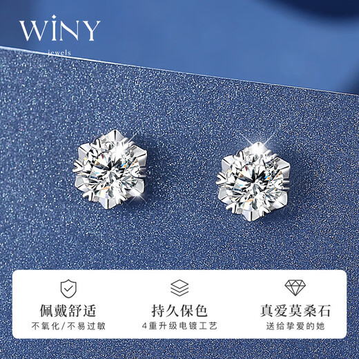 The only (Winy) moissanite 999 sterling silver earrings for mom’s birthday gift for women to show their temperament, niche and high-end earrings