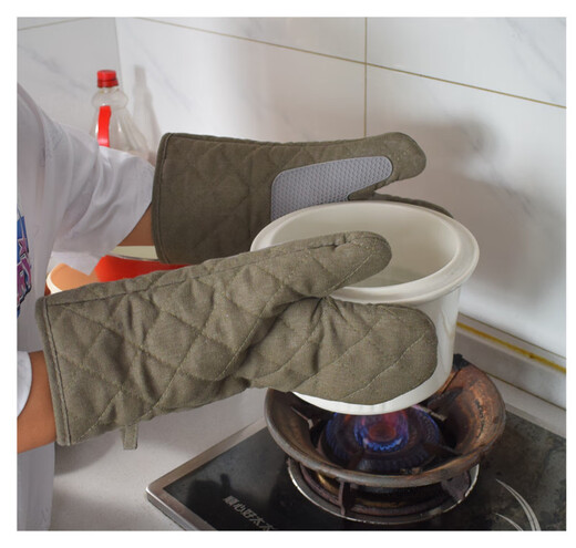 Magic Bean Shenghuo anti-scalding gloves 500 degrees high temperature insulation oven microwave gloves household commercial cake baking kitchen gloves canvas thickened 45