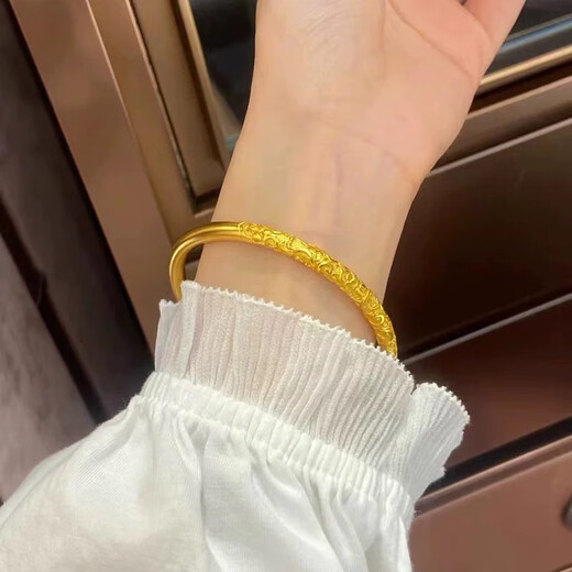 New product counter, same style gold-colored bracelet, ancient method, inherited plain ring, solid curly grass pattern bracelet, new Chinese style for mom, solid curly grass pattern bracelet
