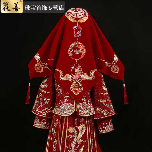 ZNMW Chinese style bride 2024 new style red hijab with tassels for wedding hijab with red embroidery dragon and phoenix Xiuhe suit ancient Xipa store manager recommended high quality wedding red hijab by coincidence of fate