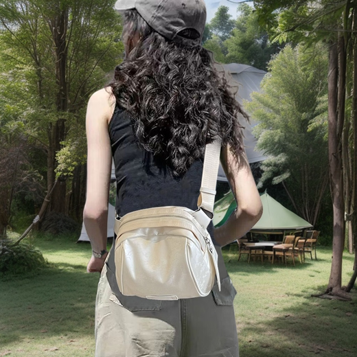 BLACKKISS旅行小挎包银色女包夏天斜挎包贝壳包运动小背包包女士休闲包胸包 银色（可胸包腰包）（优质版）
