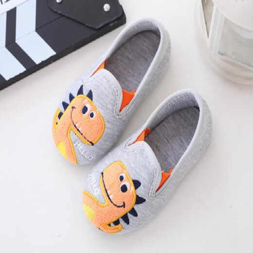 Yujiyu Kindergarten Spring and Autumn Boys' Silent Non-Slip Pure Cotton Indoor Shoes Soft Sole Floor Bag Heel Children's Shoes Home Slippers Navy Blue Small Crab 30 Inner Length 19cm