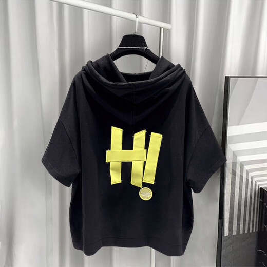 Traje de manga corta con capucha de Yushida Hong Kong Summer Muelle de moda para hombres Matriz de camiseta estampada de moda