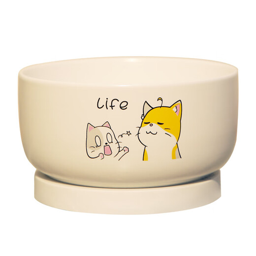 珊野猫咪恒温饮水机酸奶机水碗加热猫喝水喂食喂水神器猫碗冬天饮水器 【850ml】白对话喵陶瓷碗+恒温垫