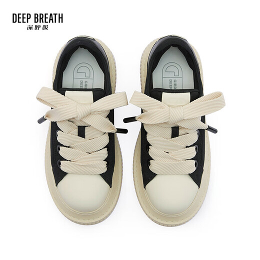 DEEP BREATH Deep Breath Women's Shoes Lightweight Low Top Strap Casual Comfortable Canvas Bread Shoes AX12244 Black Rice 36