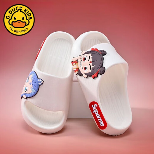 G.Duckkids Nezha Devil's Child's Sea's Children's Boys Summer Summer Nuevas zapatillas antideslizantes de influencia Casa de niñas BLANCO [NEZHA AO BING] 32 -33 Tamaño/Longitud interna 21.5 cm