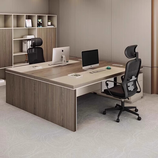 Fubaisen light luxury desk boss table and chair combination simple modern financial table president desk supervisor manager office table 1.6 meters boss table + boss chair