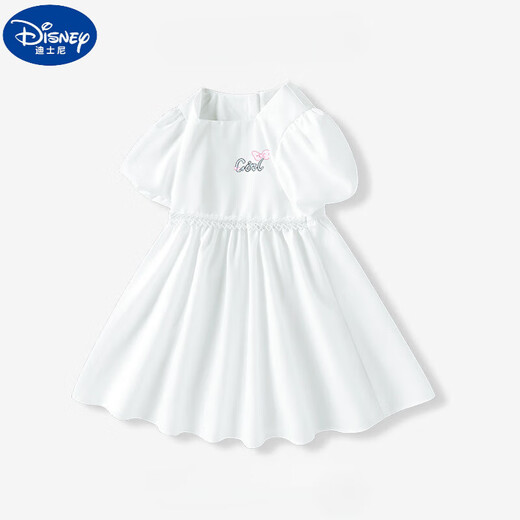 迪士尼（Disney）女童连衣裙夏季儿童方领泡泡袖A字裙2025新款大童女孩公主裙长裙 GBD13897X绿 110 cm 身高100-110cm年龄4-5岁